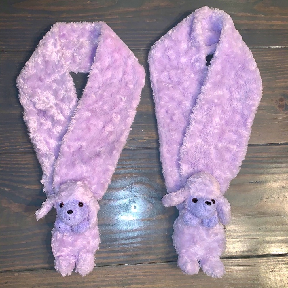 2 purple poodle scarves